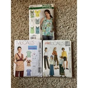 Lot of 3 Women’s Sewing Patterns McCalls Simplicity Uniform Shirt Skirt Pant Top